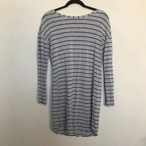 Loft Grey Blue Striped Lounge Long Sleeve Dress